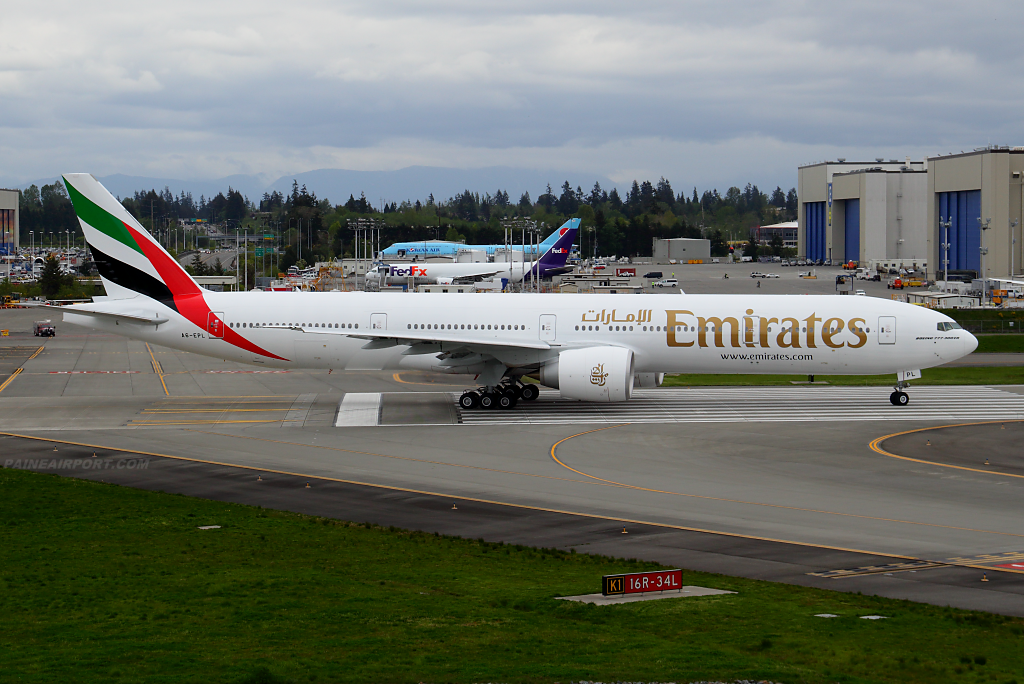 Emirates 777 A6-EPL at Paine Airport
