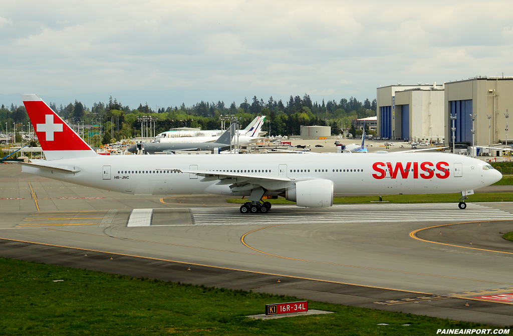 Swiss 777 HB-JNC at Paine Airport