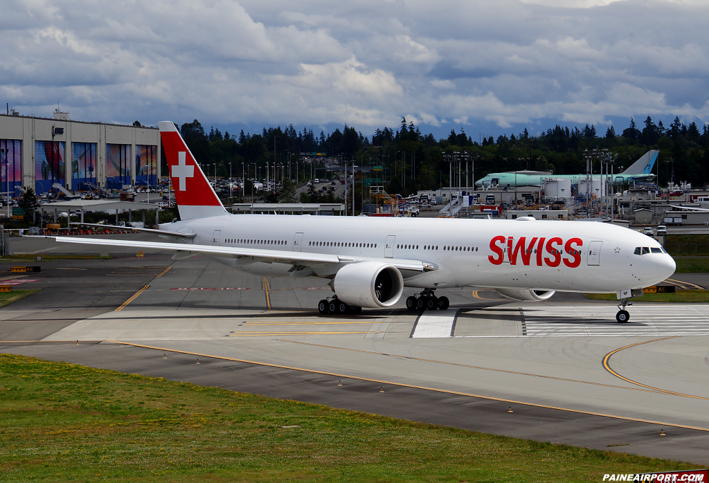 Swiss 777 HB-JNF at Paine Airport